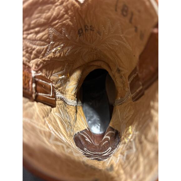 Handmade in Mexico Size 10.5 Western Cowboy Boots Tan Leather - Picture 10 of 10